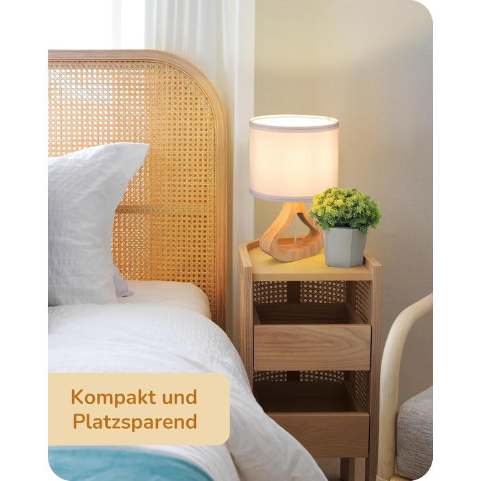 Дерев'яна торшер EDISHINE з абажуром з льону, E27, для вітальні та спальні, в стилі кантрі [Енергоклас F]