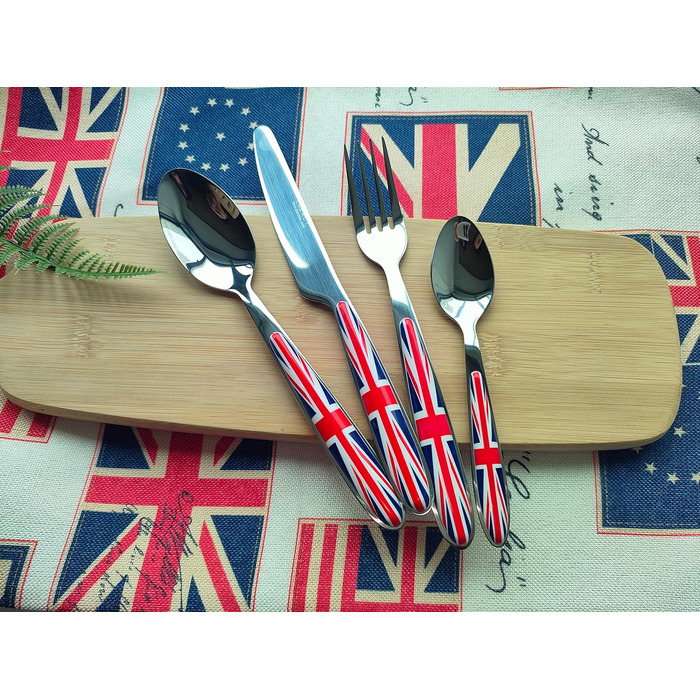 Набір столових приборів Exzact Rostfrei Stahl (нержавіюча сталь) з дизайном Union Jack (24 шт.)