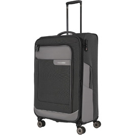 Travelite 4-Wheel Luggage Size L Softshell made from recycled material, Luggage Series VIIA: Trolley with expandable gusset + edge protection, 77 cm, 91-103 liters (Large Trolley (77 cm), Slate Grey)