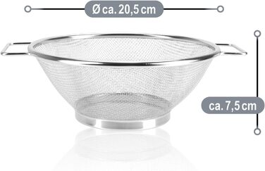 Набір з 2 сит для кухні COM-FOUR® з нержавіючої сталі - для макаронів, овочів, фруктів та салатів (2 шт, діаметр 20,5 см)