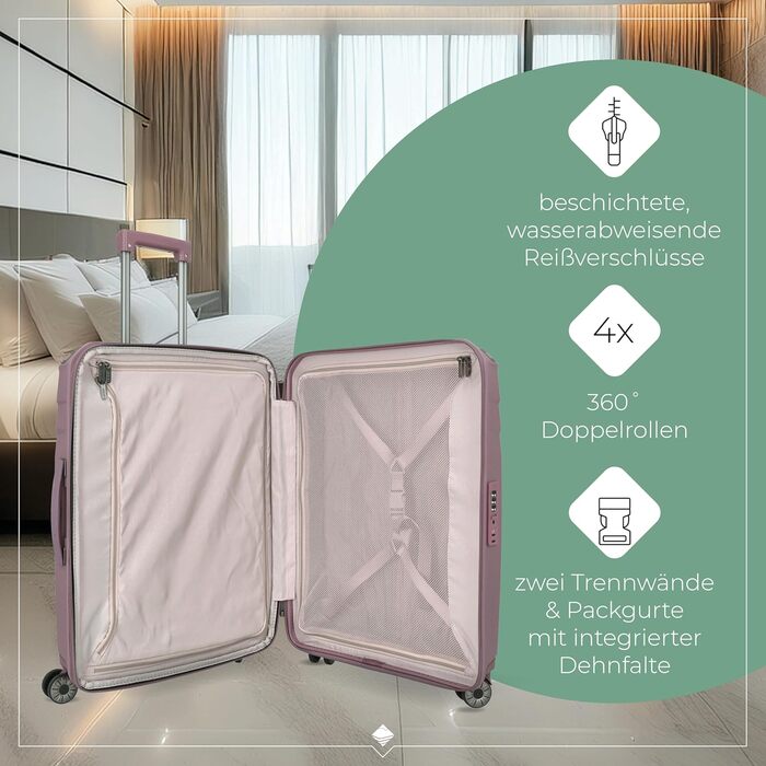 Чемодан Travelite ELVAA Rosé 66 см, 72-77 л, з TSA замком та розширюваною внутрішньою частиною
