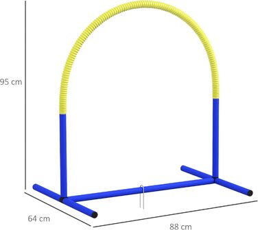 Набір для аджиліті для собак PawHut, 4 елементи, для старших собак, з сумкою, блакитний+жовтий, 88 x 64 x 95 см