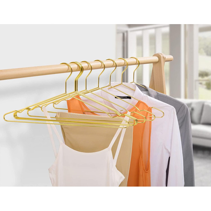 Amber Home 20-Piece 43cm Gold Iron Clothes Hangers, Metal Clothes Hangers with Non-Slip Groove for Suit, T-Shirt, Shirt, Jacket, Dress, Pants, Robust and Durable