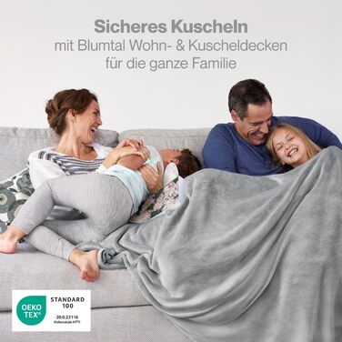 Пухнаста ковдра Blumtal Kuscheldecke: сертифікована OEKO-TEX флісова ковдра 150x200 см, м'яка ковдра для дому, ковдра на диван, пухнаста та м'яка ковдра сірого кольору 150x200 см