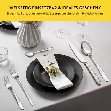 Набір столових приборів EIUBUIE з нержавіючої сталі 30 предметів, з квітковим малюнком, полірований, для 6 осіб, для дому та вечірок, можна мити в посудомийній машині