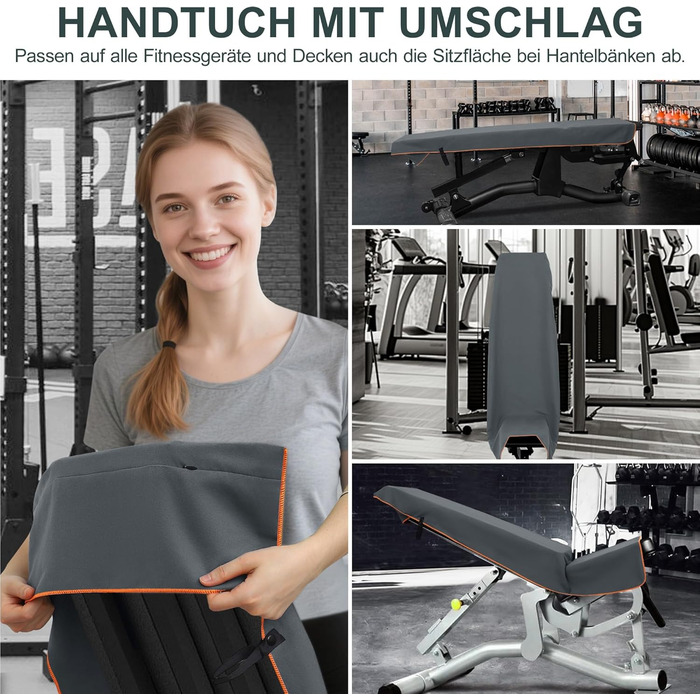 Набір спортивних рушників 2 шт. 120x50 см з кишенею на блискавці, мікрофібра, для фітнесу, тренувань, кемпінгу, подорожей (сірий-жовтий)