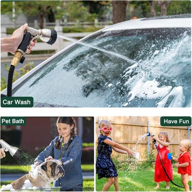 FANHAO Metal Garden Handheld Shower Head, High-Quality and Robust, 7-Function Garden Spray Gun for Garden, Car Washing, and Home Use, Multifunctional Watering Nozzle