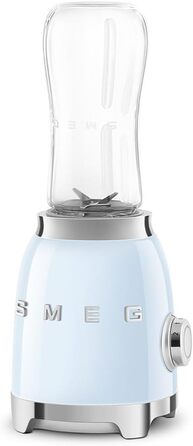 SMEG, Personal Blender PBF01PBEU, 2 speed settings, stainless steel double blade, 2 x 600 ml bottles included, non-slip base, integrated cable winding, 300W, Sky Blue