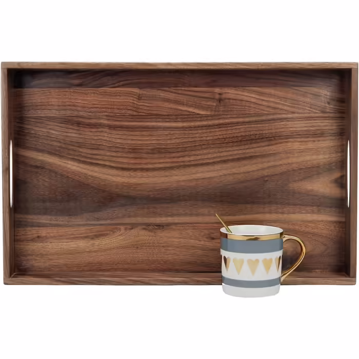 MAGIGO Tray with Handles, rectangular, 50.8 x 32.3 cm, made of black walnut wood, for tea, coffee, or breakfast in bed, classic decorative wooden serving tray