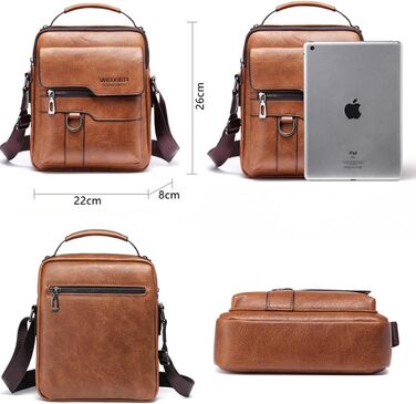 Чоловіча сумка через плече/месенджер з натуральної шкіри (колір: коричневий)