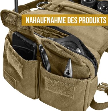 Шлейка для собак OneTigris з рюкзаком, Hoppy Caper 3.0, для середніх/великих собак, рюкзак для собак з 2 основними та 4 додатковими кишенями - Зелений (M, Коричневий)