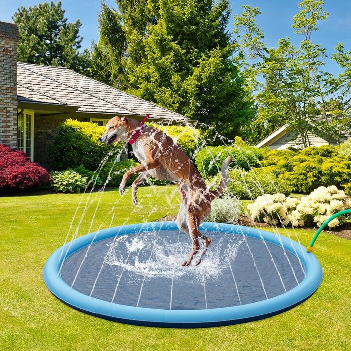 Refreshing Splash Sprinkler for Dogs - 170cm Dog Pool for Large Water Play Toy - Dog Water Play Mat Pool Fountain Splash Pad