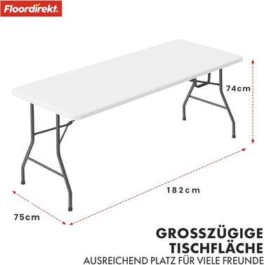 Складаний садовий стіл-буфет Floordirekt Akita 183x76 см з ручкою для перенесення - для тераси, балкона, кемпінгу