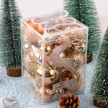 30 шт. Новорічні кулі Рожеве золото, прикраси для ялинки, 3см, 4см, 6см, міцні, для дому та святкування