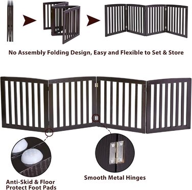Зручна дерев'яна перегородка для собак, розкладний захисний забір, 4 панелі, для дому та вулиці