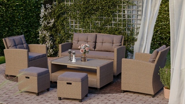 Комплект садових меблів Di Volio DV-016GF Firenze, техноротанг, бежевий, 6 предметів