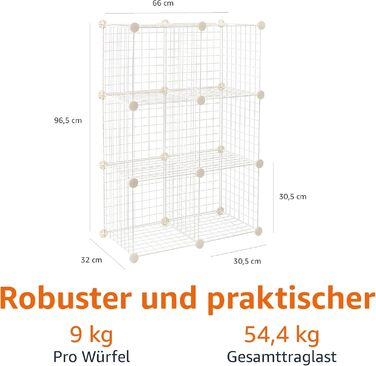 Amazon Basics Stackable Wire Grid Storage Cubes (6 Cubes, White)