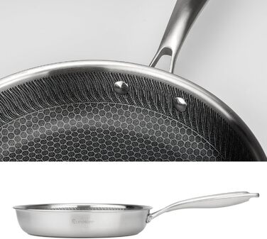 Пан з антипригарним покриттям EliteHoff 28 см, з вафельною структурою, для всіх типів плит, не містить PFOA, можна мити в посудомийній машині, сріблястий (E-7548)