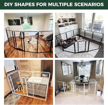 Кія Pawadise: вольєр для собак з акрилу та металевої сітки, 61 см, 8 панелей, білий, для цуценят та маленьких собак, міцний, патентований