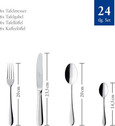 Villeroy & Boch – Oscar Tableware Set, 24 pieces, 6 people, Dishwasher-safe, Stainless Steel, Cutlery Set, Dinner Cutlery, Knife Fork Spoon Set, Cutlery Set, Stainless Steel Cutlery, Stainless Steel
