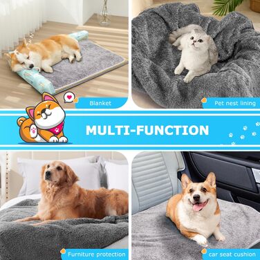 Плед для собак та котів Nobleza: м'який флісовий плед, 100x80 см, 2 шт. (темно-сірий та світло-сірий)