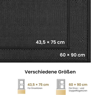 Килимок для входу зовнішній 43.5x75 см, темно-сірий. Килимок для дверей, стійкий до погодних умов, антиковзкий, миючий. Килимок для підлоги всередині та зовні