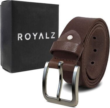 Жіночий шкіряний ремінь ROYALZ Vintage, 38 мм, буйволова шкіра, темно-коричневий, для джинсів та костюмів, довжина 125 см (обхват 110 см), з матовою пряжкою