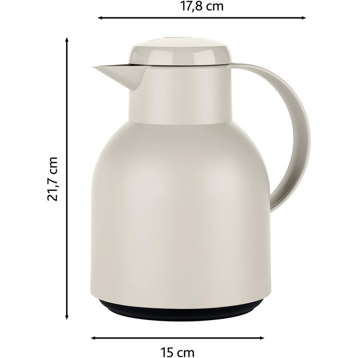 Термос Emsa Samba 1000 мл, Puder Grau (Порошковий сірий), ізоляція 12h/24h, Quick Press, герметичний