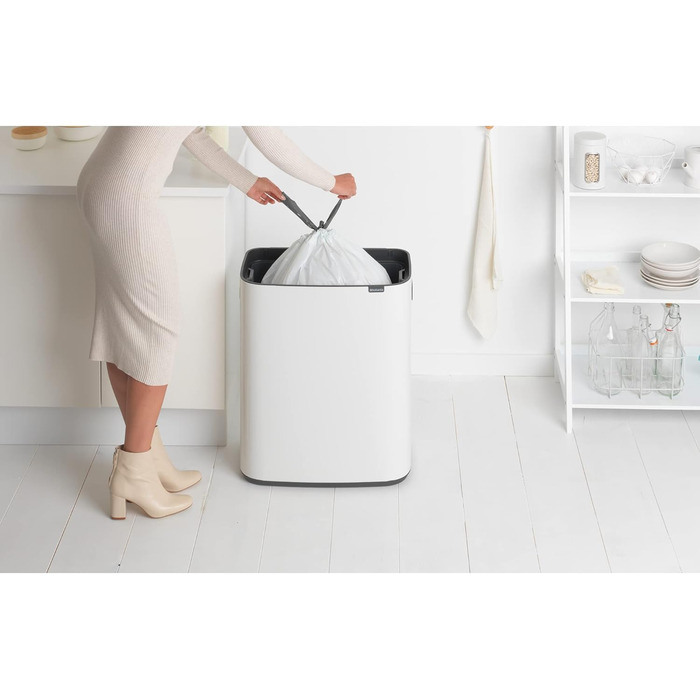Відро для сміття Brabantia біле, 60 літрів, з одним внутрішнім відром