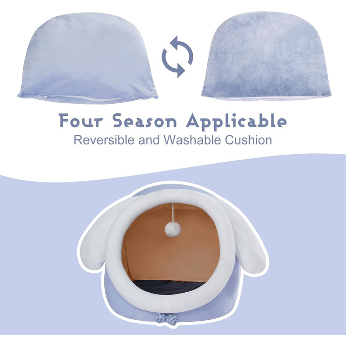 Квіткова хатинка для котів Jiupety, ліжечко-печера для котів, котяче ліжко-печера M (38x37x32 см), будиночок для котів з неслизьким дном, котячий кошик з пральною знімною подушкою, зелений, зелений жаб (M, блакитний)