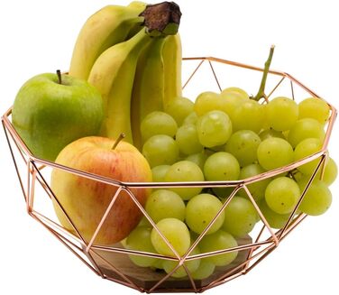 Металева фруктова ваза Chefarone - декоративний вінтажний кошик для фруктів (26x26x12 см, коричневий)