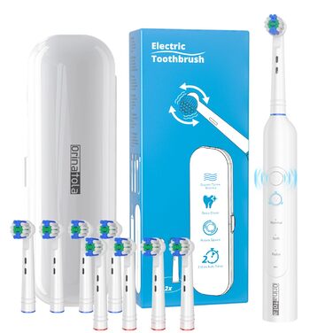 Електрична зубна щітка Rotierende для дорослих з 8 насадками, 3 режимами чищення, акумулятором на 50 днів та смарт-таймером 2 хв - Чорна