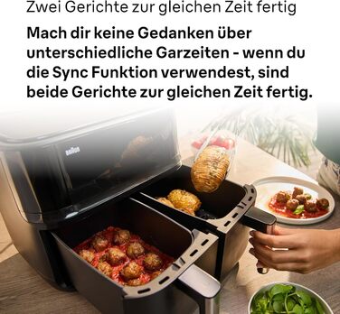 Фритюрниця електрична Braun TwinCook 3 TD3030IBK 8л (2 камери) з синхронізацією, 8 програм, чорна