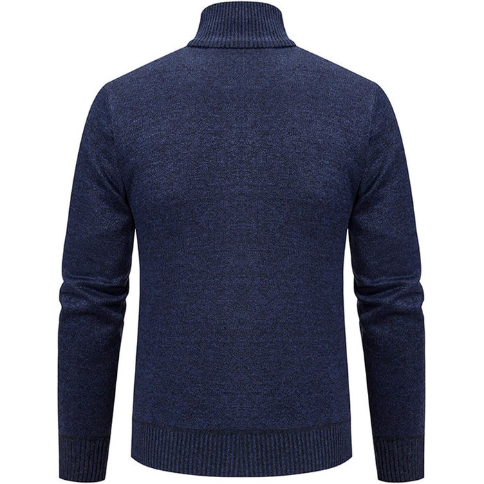 Кардиган чоловічий на блискавці з кишенями, трикотажна куртка, лангaрм, світшот, Regular Fit, зимовий пуловер, тепла куртка, класичний кардиган, для м'якої осені (3XL, темно-синій)