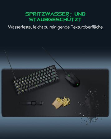 Чорний ігровий килимок Black Shark XL 900x400 мм з вологостійким покриттям та антиковзаючою основою