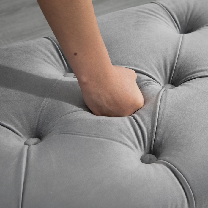 HOMCOM Storage Bench Storage Ottoman Storage Box Footrest Velvet-Touch Rubberwood Grey Bedroom | Aosom