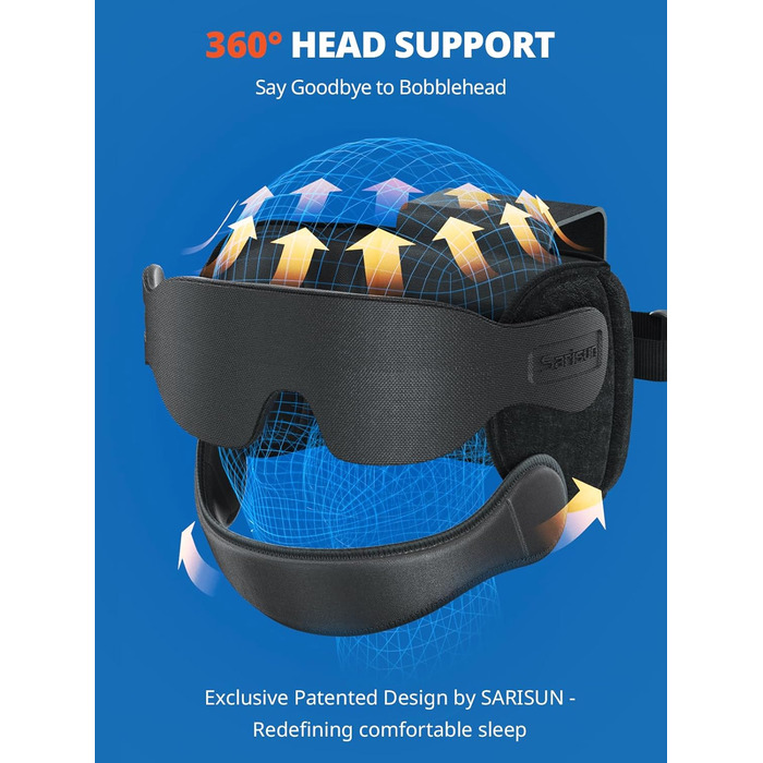 Подушка для шиї з підборіддя, маска для сну 3D, підтримка 360°, насадка для голови в літак, для довгих перельотів, чорна