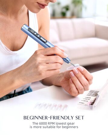 Електрична фрезерна машинка JOREST 13-в-1 бездротова, 35 000 об/хв, 6 режимів - набір для манікюру та педикюру для гелю та акрилу, для початківців, Aqua Blue