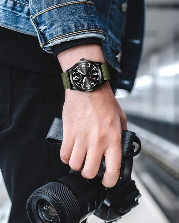 Годинник чоловічий CIVO водонепроникний з надійним ремінцем з нейлону, аналоговий кварц, великі цифри, світловідбиваючий, спортивний, для активного відпочинку, легкий у читанні, ідеальний подарунок (нейлон, B-2 зелений/чорний)