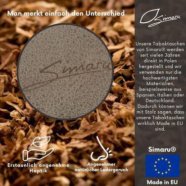 Шкіряна тютюнова сумка Simaru для 30 г, з відділенням для фільтрів і тримачем для папірців, світло-сіра, натуральна шкіра