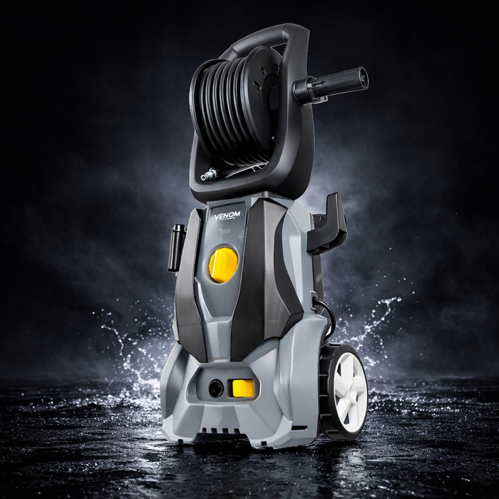 Мийка високого тиску VENOM 1800W, алюмінієвий насос, 140 бар, шланг 5,2 м із котушкою