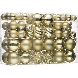 100 шт. новорічні кулі Valery Madelyn (золоті) з подарунковим набором – прикраси для ялинки