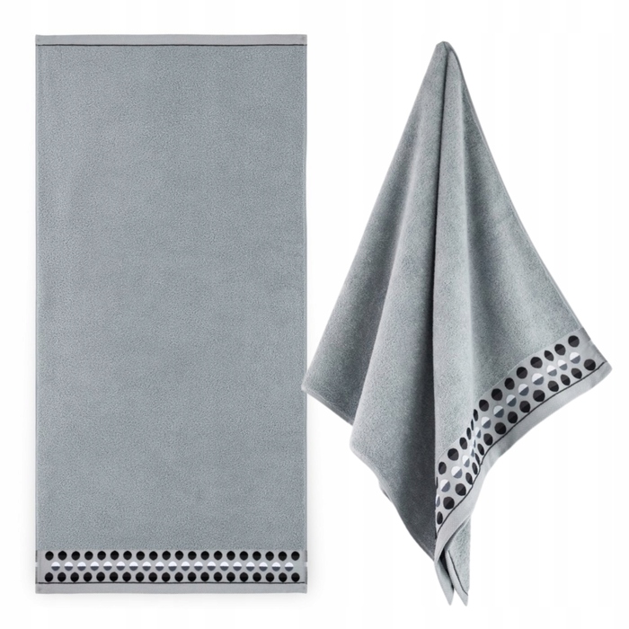Великий банний рушник ZWOLTEX ZEN 2 з вишивкою, сірий, 450г, 70x140см