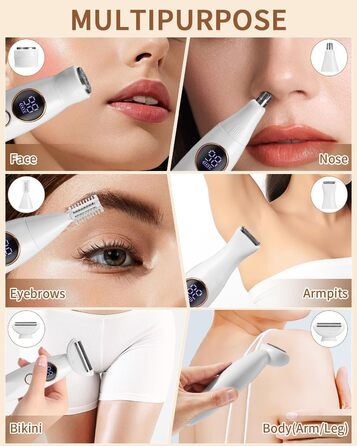 Електричний епілятор та гоління для жінок 5-в-1: тіло, зона бікіні, вусики, брови, ніс. USB-зарядка.