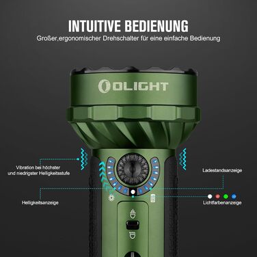 OLIGHT Marauder Mini LED ліхтар Super Hell 7000 Lumen, 600 метрів, перезаряджається, з прожектором та розсіяним світлом, 3 кольори LED, датчик відстані, для активного відпочинку (зелений)