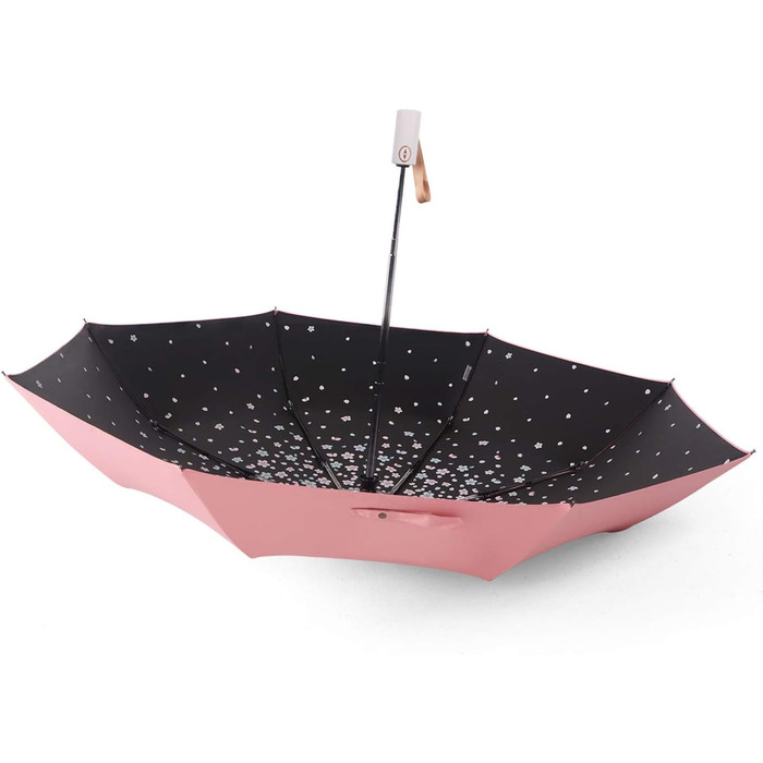 Стійкий до ультрафіолету компактний складаний парасоль від Voy Lady – Рожевий з квітковим принтом (96 см)