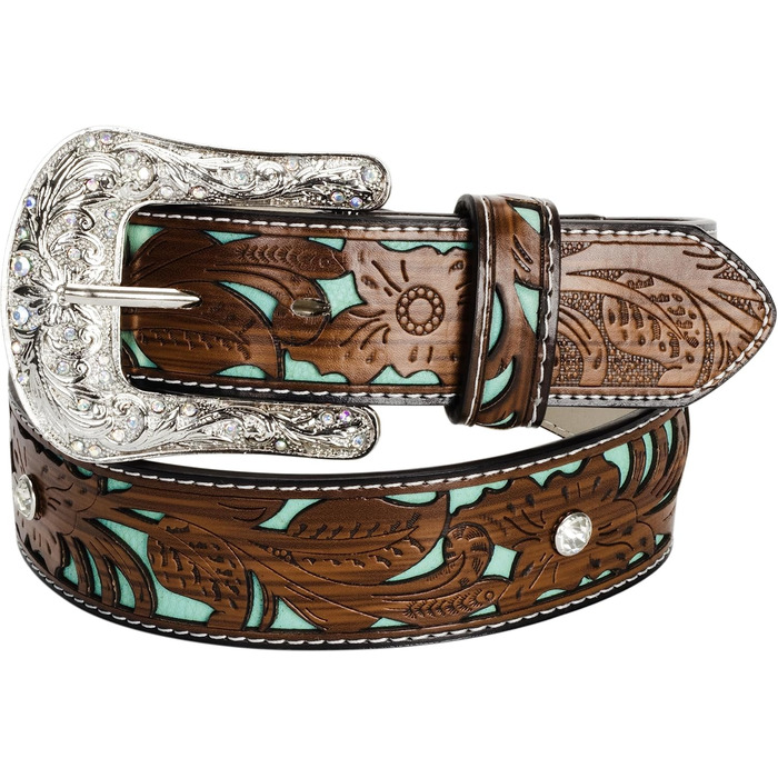 Жіночий/Чоловічий ковбойський ремінь INOGIH з регульованою пряжкою у вінтажному стилі - для джинсів, штанів, суконь. Розмір 30'-39' (107 см)