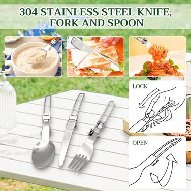 Набір кухонного посуду для кемпінгу Herbst, 11 предметів: каструля, плитка, столові прибори, серветки для чищення. Ідеально для пікніків та походів