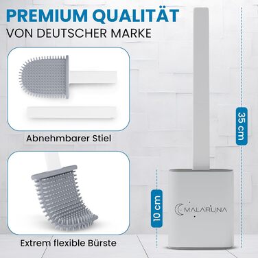 Силіконова щітка для унітазу - комплект для кріплення на стіну, гнучкий гігієнічний насадок, чорний, білий, сірий колір, щітка для туалету