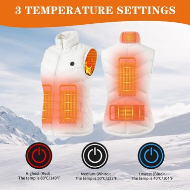 Електрична гріюча жилетка для жінок з акумулятором, легка, з USB-підключенням та кишенями, тепла, Slim Fit, для риболовлі, активного відпочинку, полювання, білого кольору, розмір M